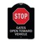 Signmission Designer Series-Stop Gates Open Toward Vehicle Black & Silver Alum, 24" x 18", BS-1824-9884 A-DES-BS-1824-9884 - alternate 1